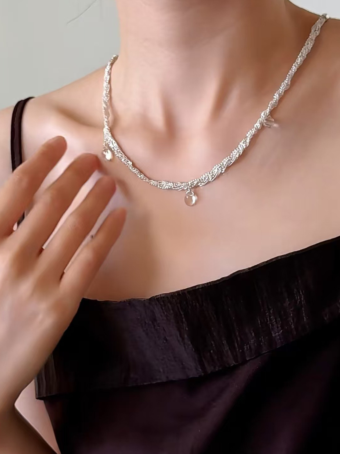 Vintage Silver Waterfall Tassel Necklace - Image 2