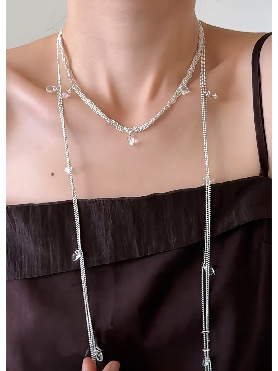 Vintage Silver Waterfall Tassel Necklace